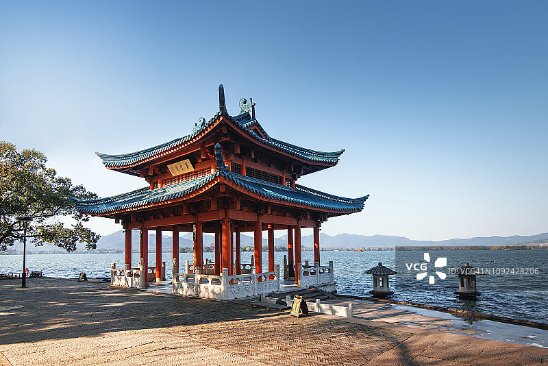 杭州西湖冬季翠光亭图片素材