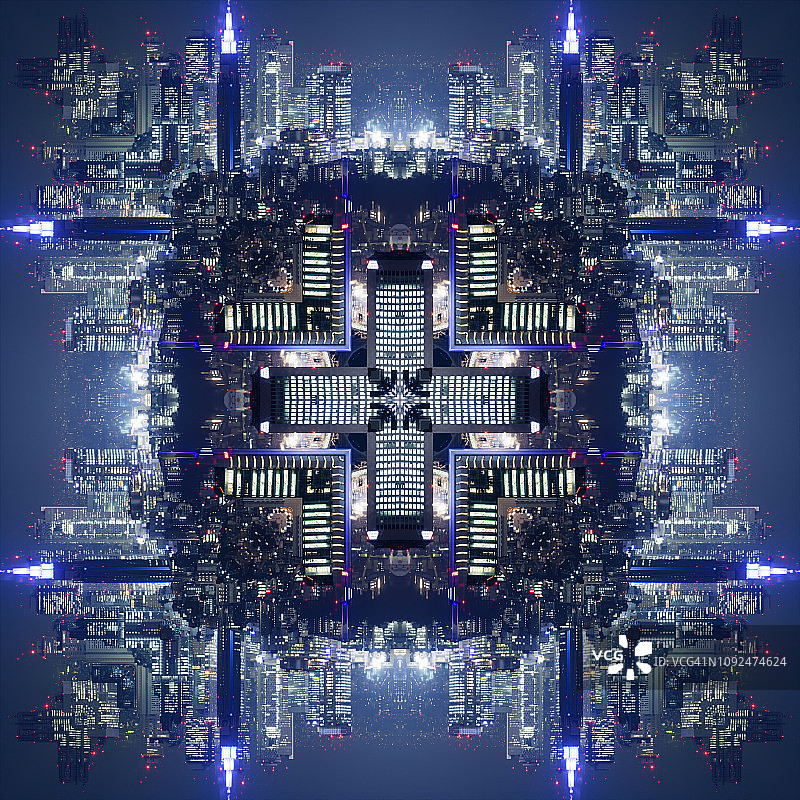 城市夜景几何拼贴图片素材