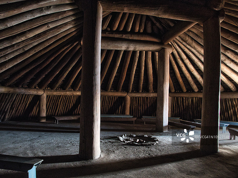 美洲原住民祭祀小屋内部图片素材
