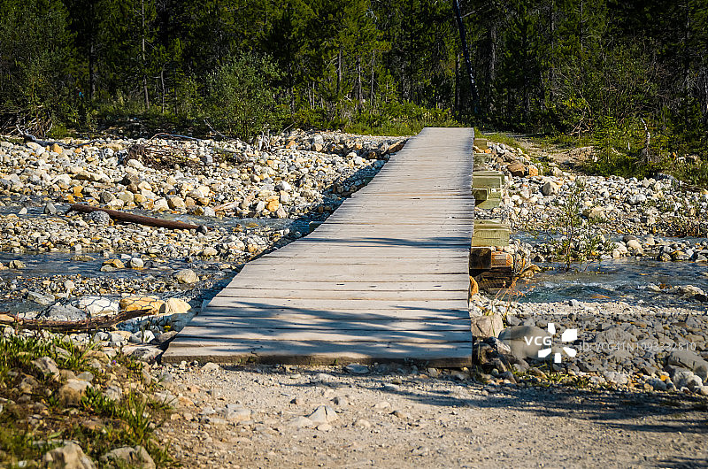 双子瀑布步道桥图片素材
