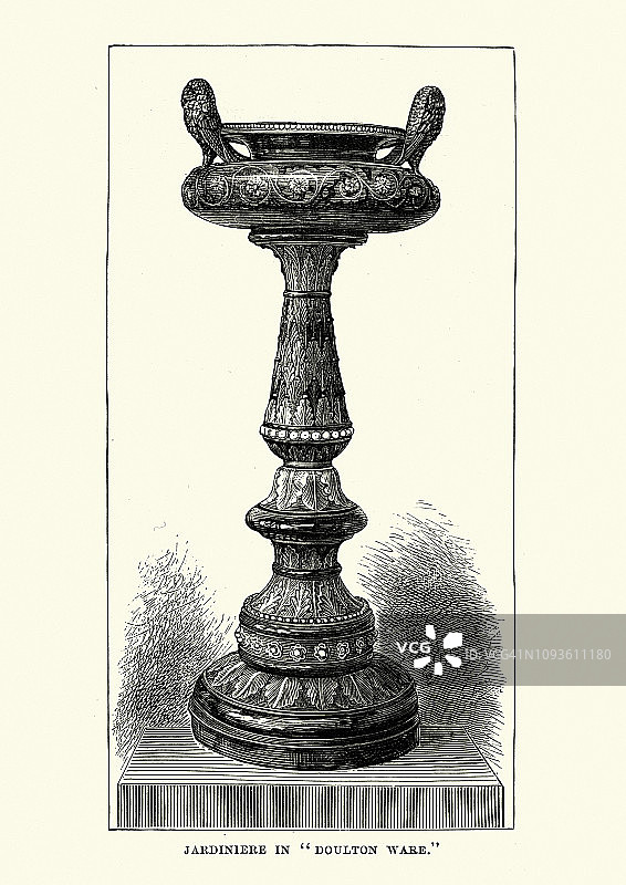 19世纪70年代的道尔顿陶器维多利亚风格花盆图片素材