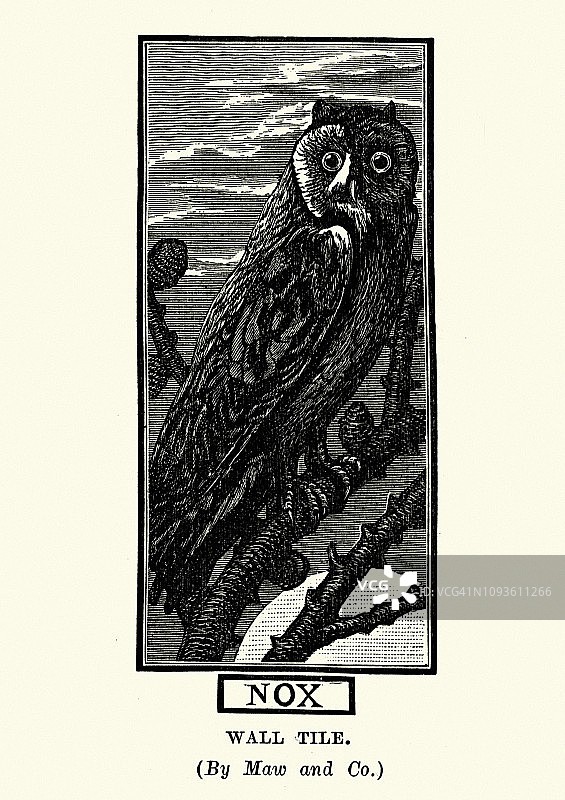 维多利亚时期猫头鹰墙砖设计图片素材