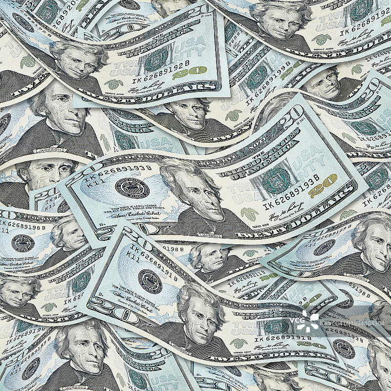成捆20美元纸币图片素材