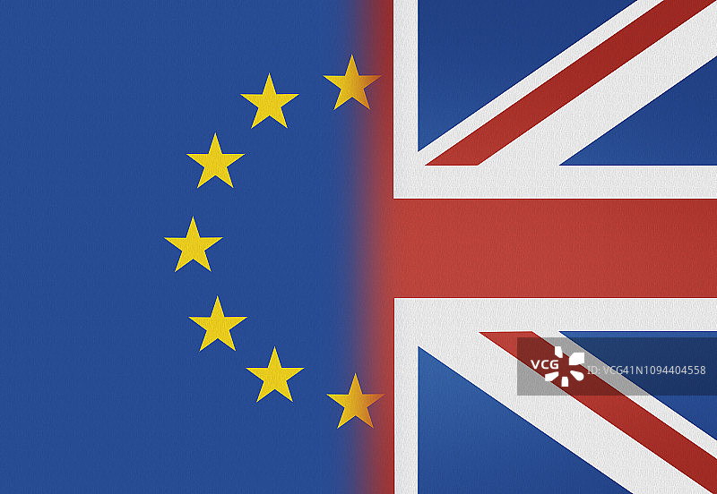 欧盟旗帜与英国米字旗的组合图片素材
