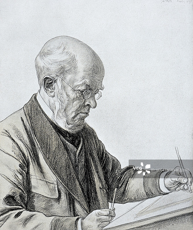 阿道夫·冯·门泽尔（德国画家和插画家，1815-1905）肖像图片素材