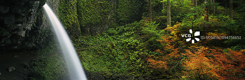 哥伦比亚河峡谷马尾瀑布全景图片素材