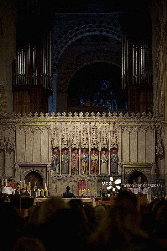 欧洲，英国，赫特福德郡，圣奥尔本斯，2018：圣奥尔本斯大教堂景观。捐赠请求图片素材