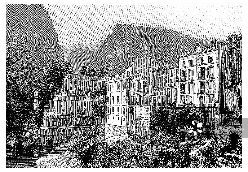 古老的法国雕刻插图：阿梅丽莱班图片素材