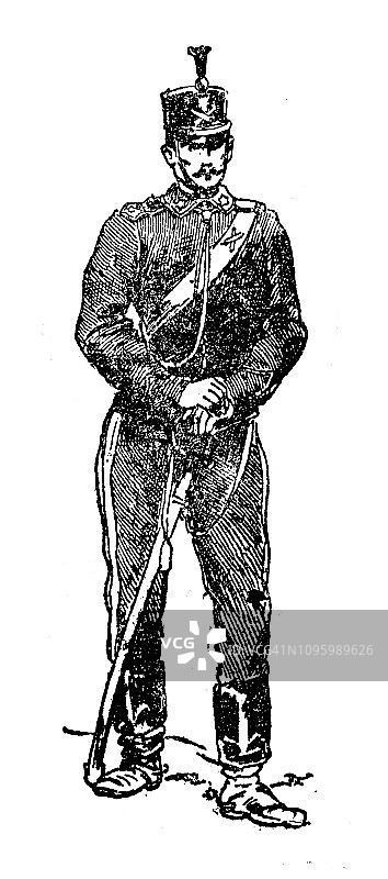 法国古董版画：意大利炮兵军服图片素材