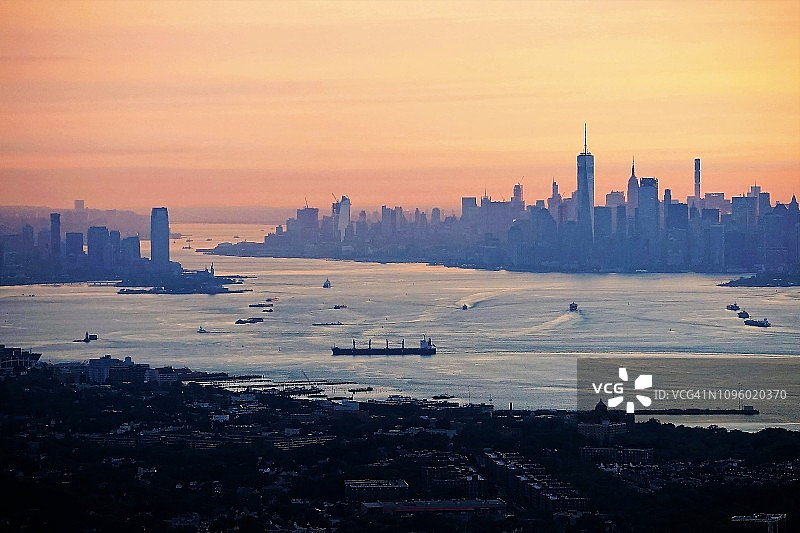 纽约港日出图片素材