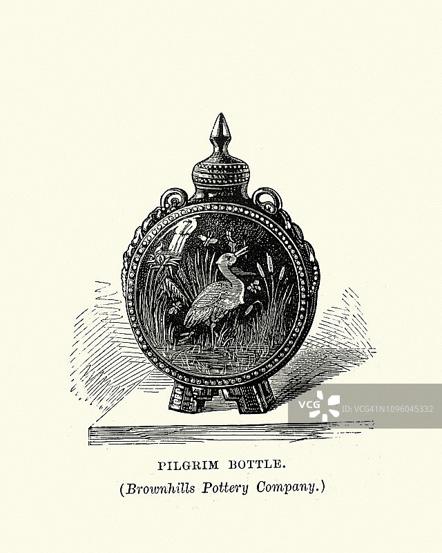 维多利亚时期19世纪的朝圣者水壶图片素材