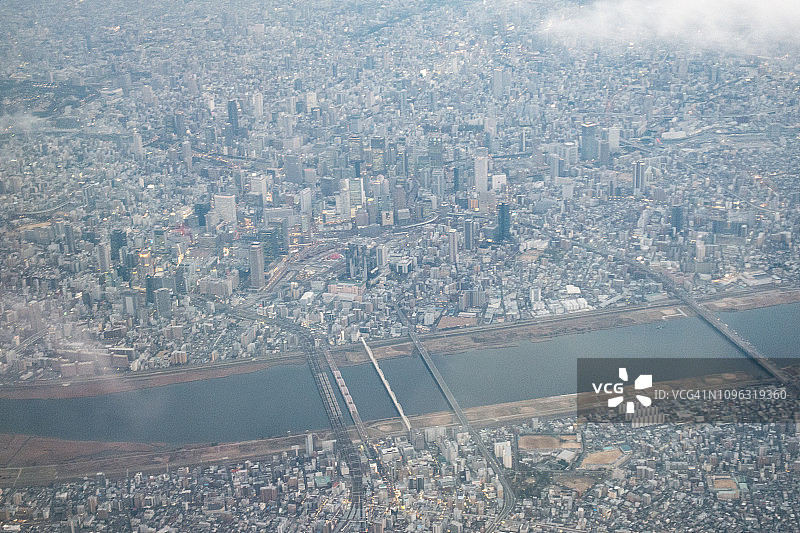 日本大阪市中心航拍图片素材