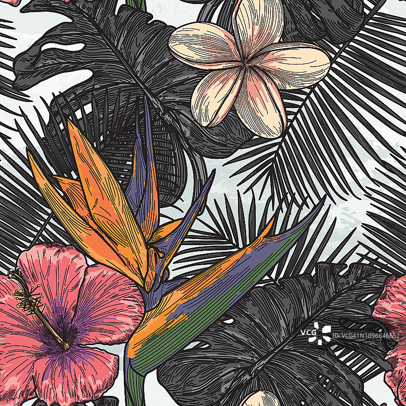 现代热带花卉图案图片素材