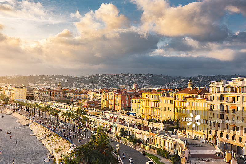 尼斯盎格鲁街日落图片素材