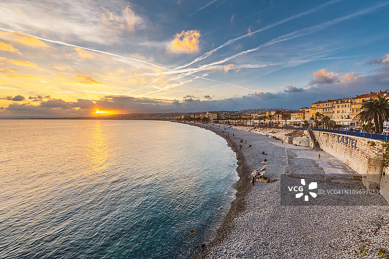 尼斯盎格鲁街日落图片素材