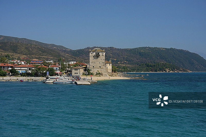 阿陀斯山欧拉诺波利斯磷塔，探索希腊图片素材