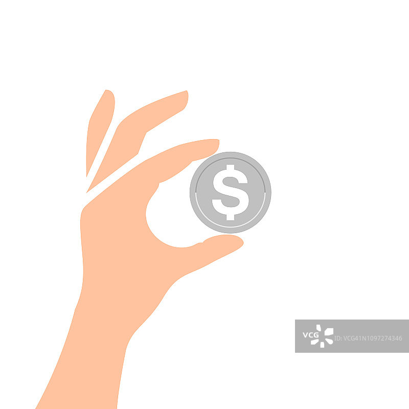 手持美元货币符号硬币矢量图图片素材