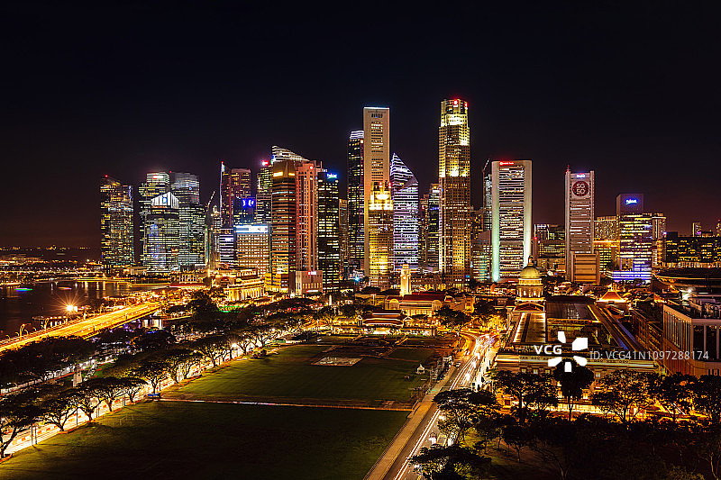 新加坡商业区夜景图片素材