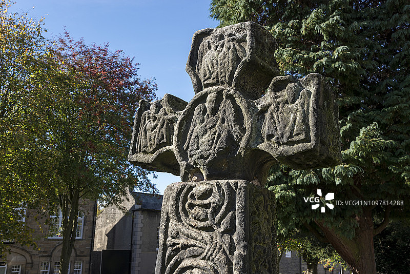 英格兰德比郡Eyam教堂8世纪撒克逊十字架图片素材