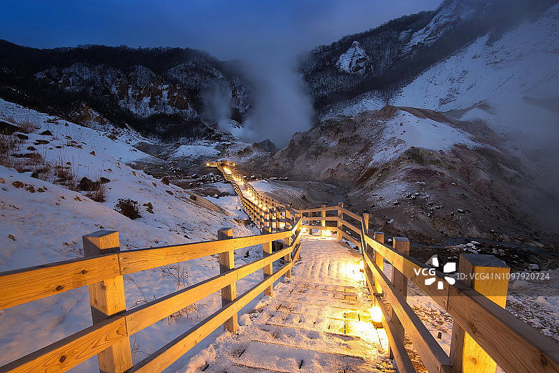 日本北海道登别地狱谷图片素材