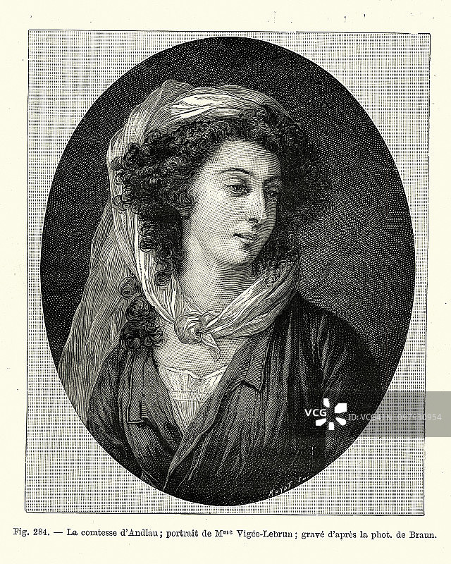 热内维耶芙·阿德莱德·埃尔维休斯·昂多洛伯爵夫人肖像图片素材