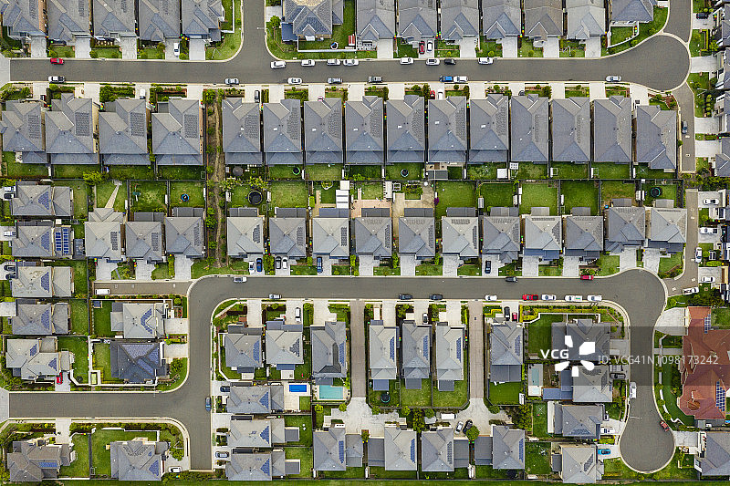 悉尼郊区鸟瞰视角屋顶图片素材