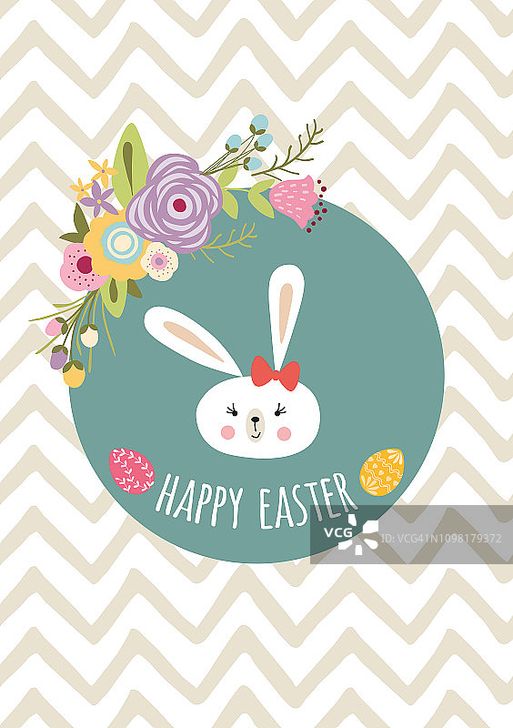 复活节彩蛋花环兔子横幅图片素材