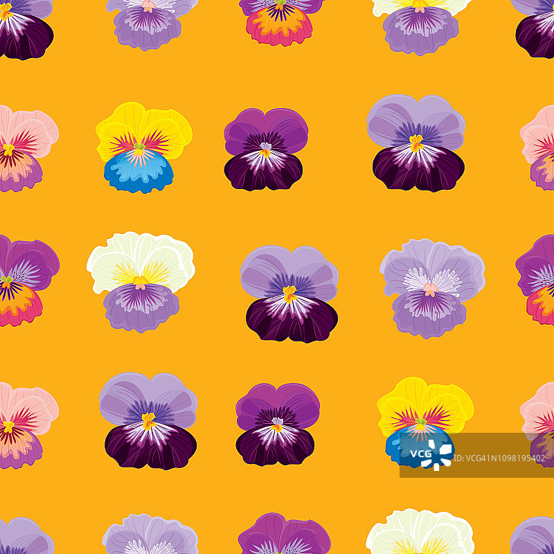 三色堇花卉无缝图案矢量图图片素材