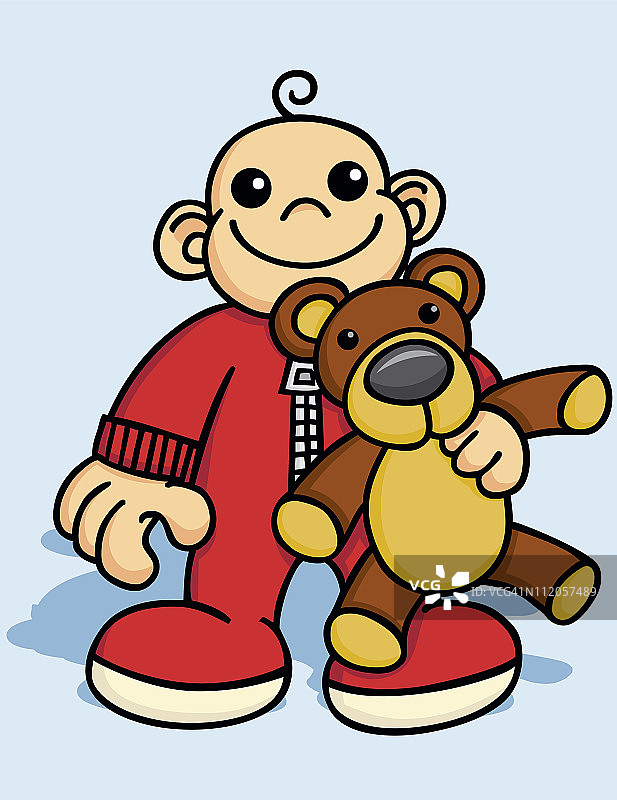 幼童与泰迪熊图片素材