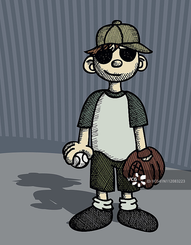 怪异的男孩棒球运动员图片素材