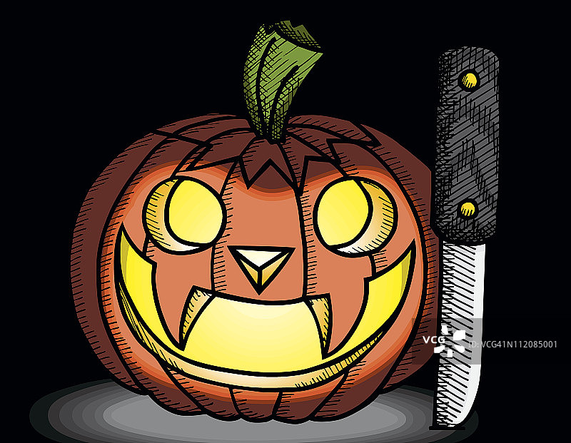 带雕刻刀的雕刻南瓜图片素材