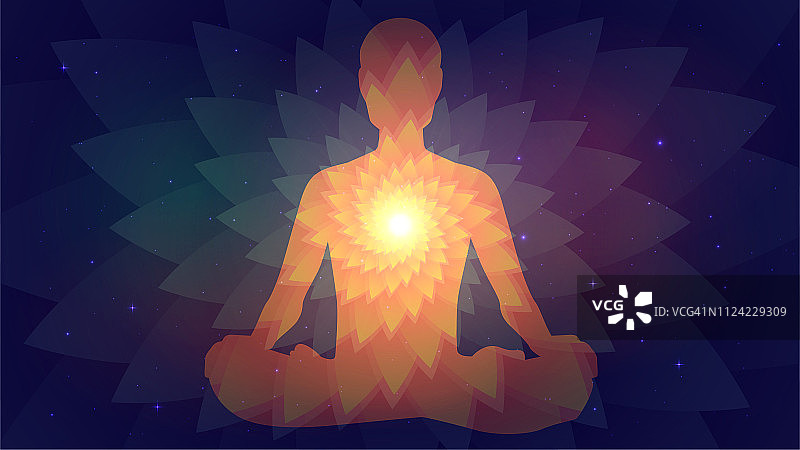 冥想的人形剪影图片素材