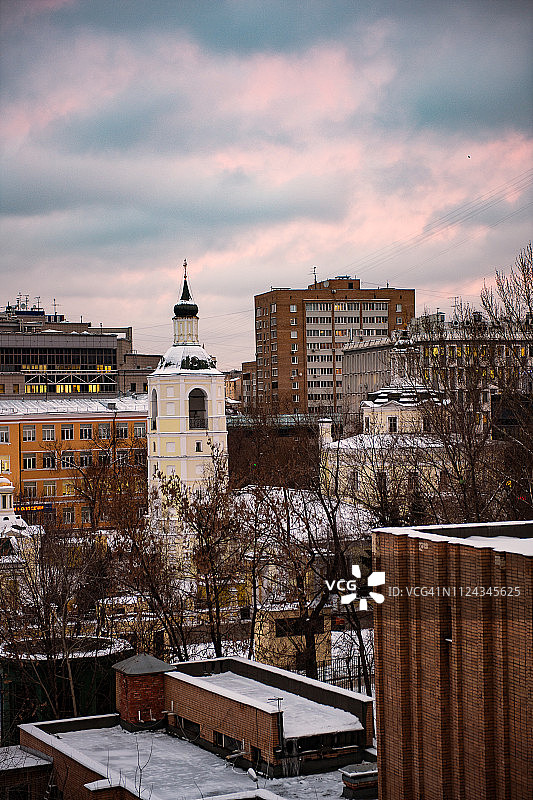 莫斯科红场附近的圣瓦西里升天教堂地标图片素材