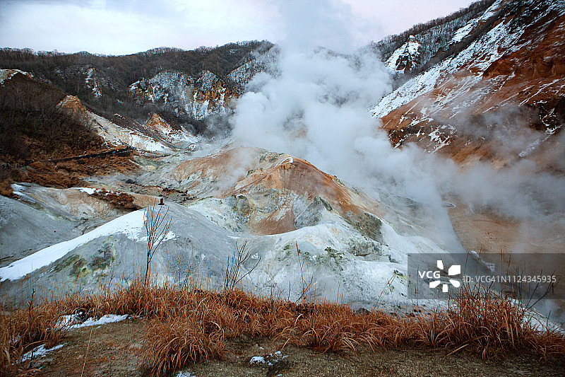 北海道登别地狱谷温泉绝美景色图片素材