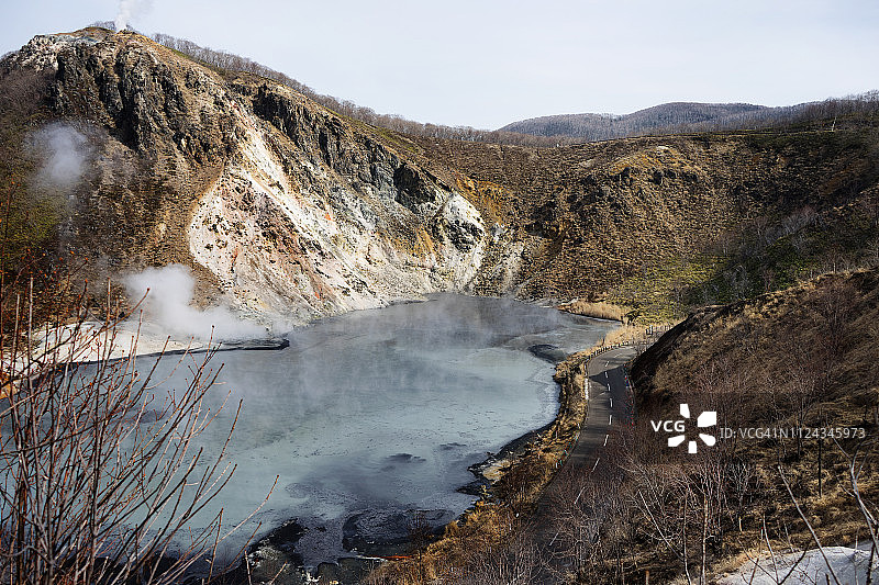 北海道登别地狱谷温泉绝美景色图片素材