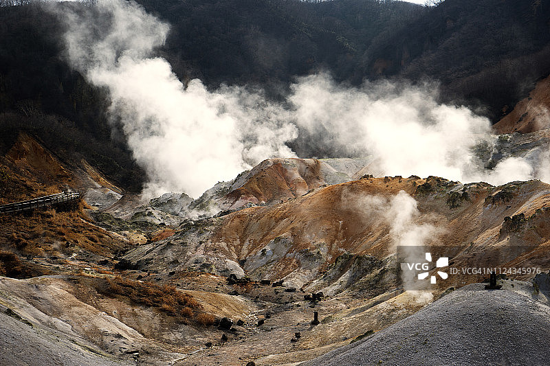 北海道登别地狱谷温泉绝美景色图片素材