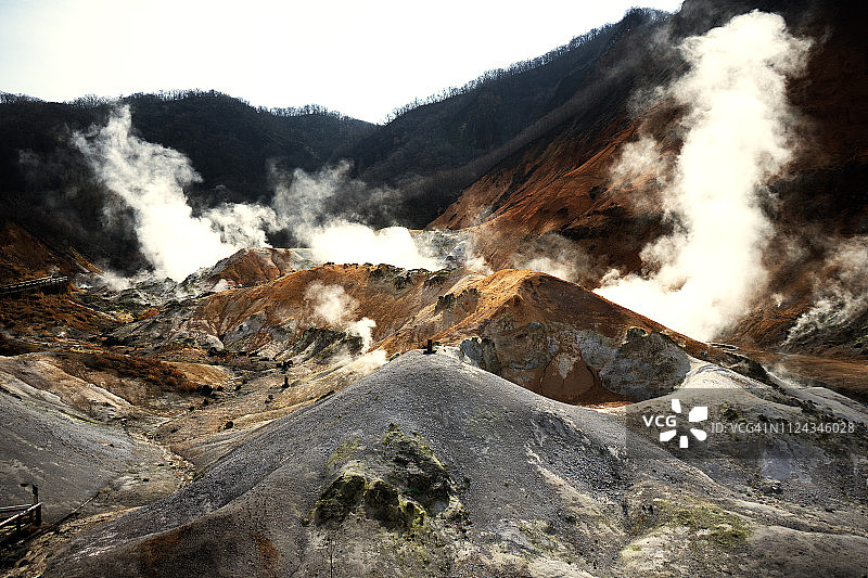 北海道登别地狱谷温泉绝美景色图片素材