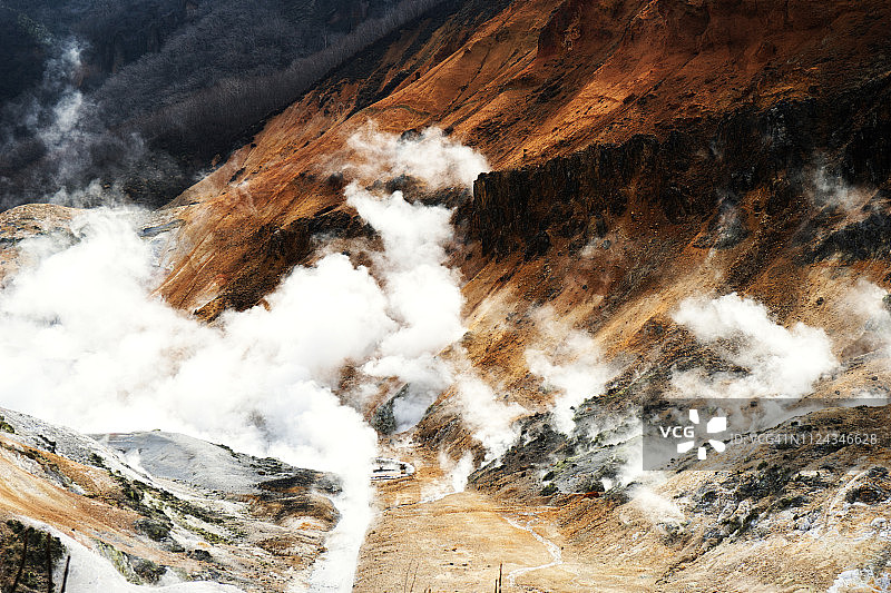 北海道登别地狱谷温泉绝美景色图片素材