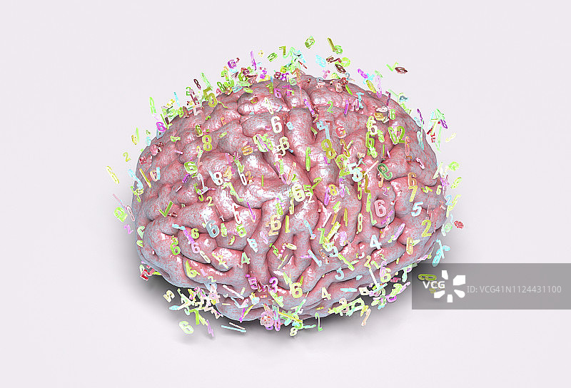 大脑被数字覆盖图片素材