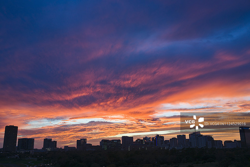 休斯顿天际线日落图片素材