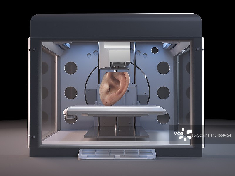 3D打印机打印耳朵的插图图片素材