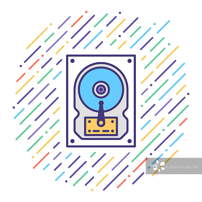 数据恢复软件扁平线条图标插图图片素材