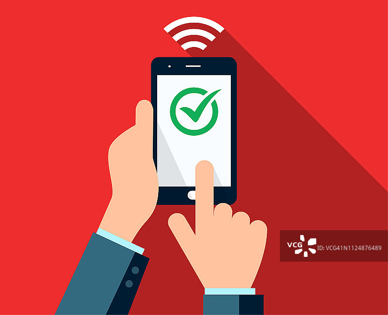 无线支付成功后手持安全智能手机图片素材