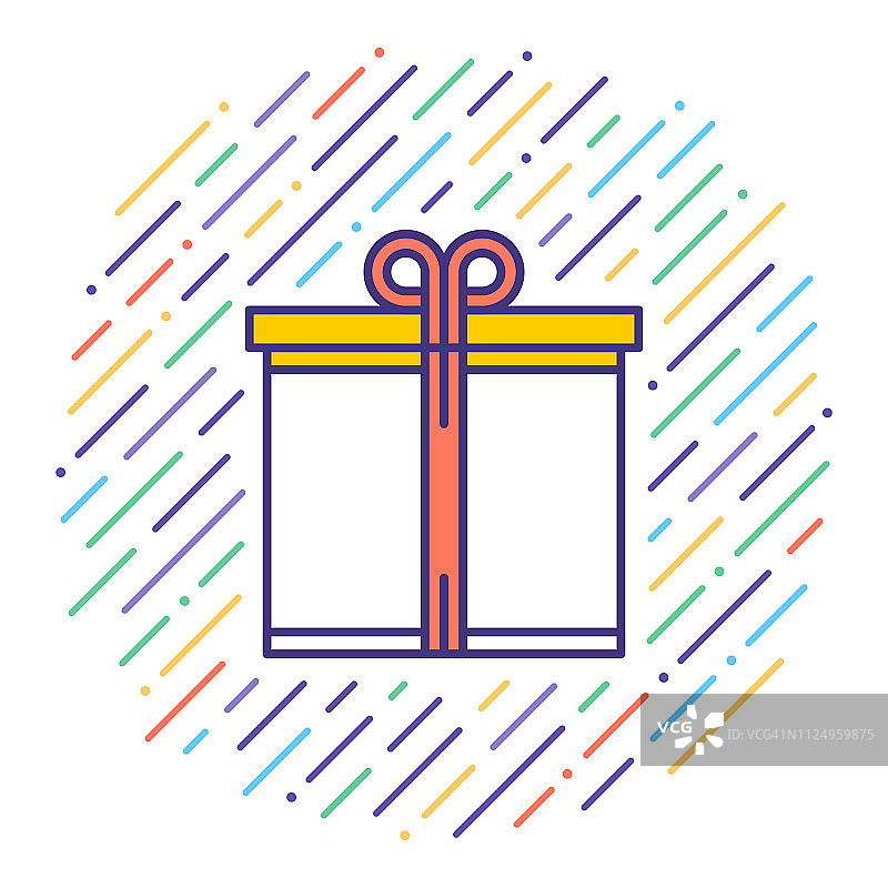 礼品盒创意扁平线条图标插画图片素材