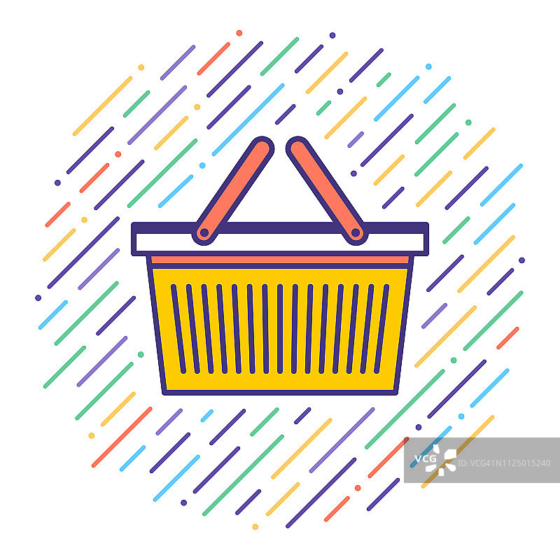 购物篮分析扁平线条图标图片素材