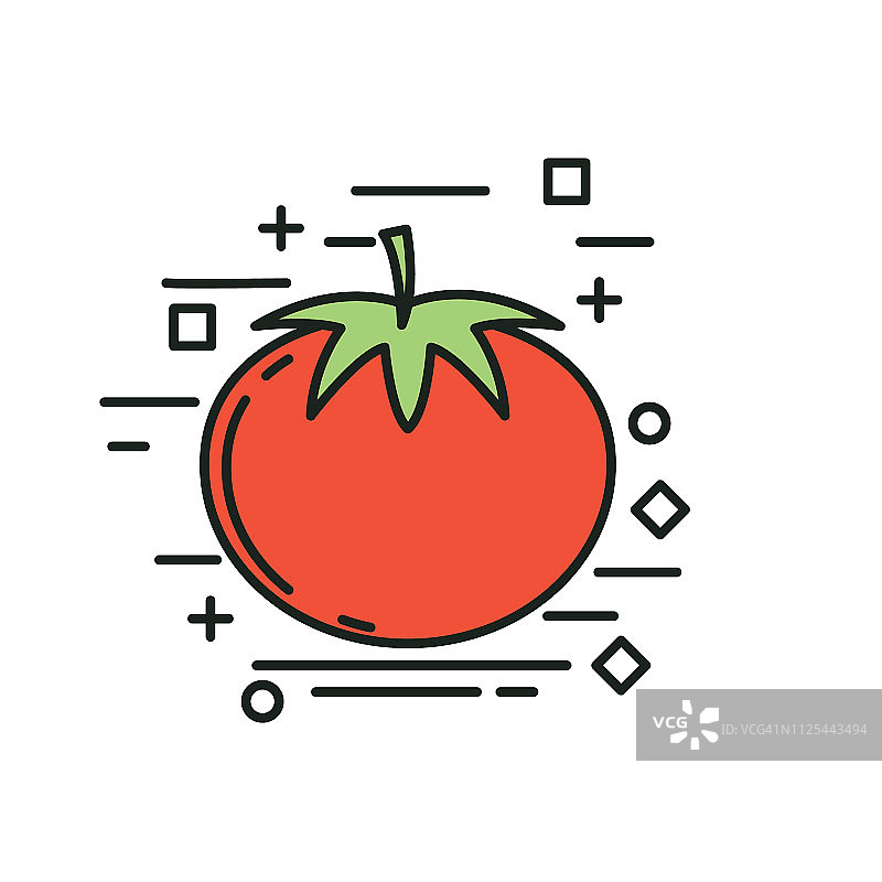番茄农业和种植细线图标图片素材