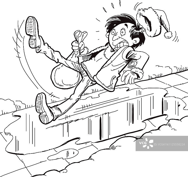 危险的冰面，湿滑的冬季道路图片素材