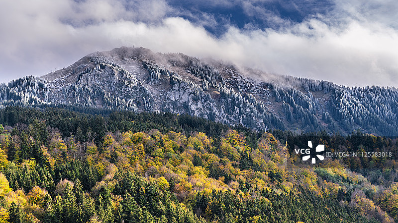 德国巴伐利亚州上阿尔高地区格鲁恩滕的秋色图片素材