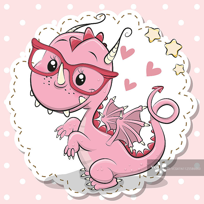 戴红色眼镜的可爱龙女图片素材