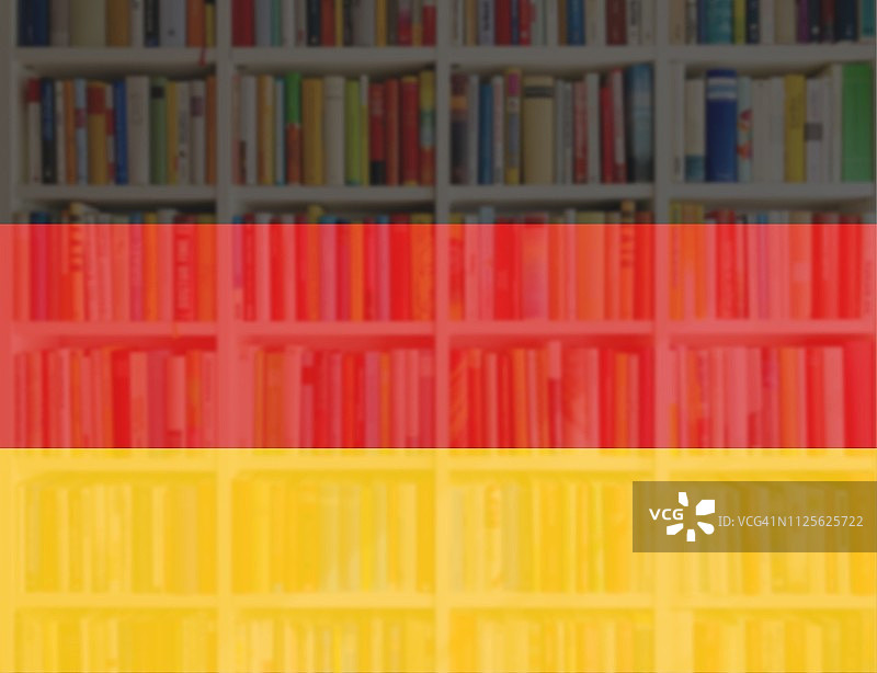 德国国旗与书架背景图片素材